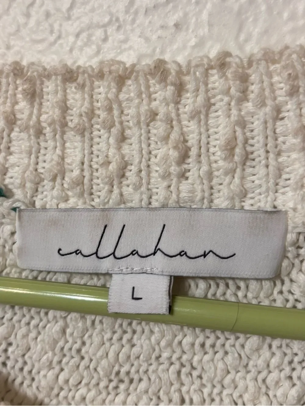 Callahan Yarrow Green Striped Poncho Sweater Large
